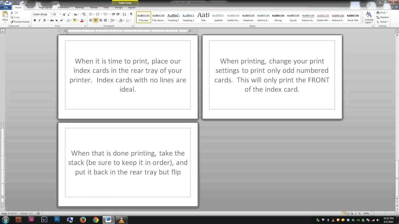 Note/index Cards - Word Template For Queue Cards Template