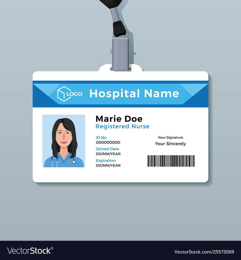 Nurse Id Card Medical Identity Badge Template Throughout Hospital Id Card Template