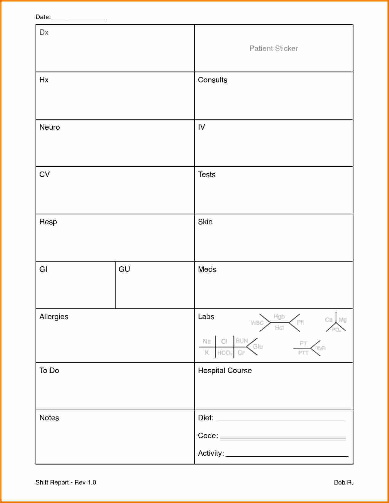 Nurses Report Template – Printable Year Calendar Regarding Nursing Assistant Report Sheet Templates