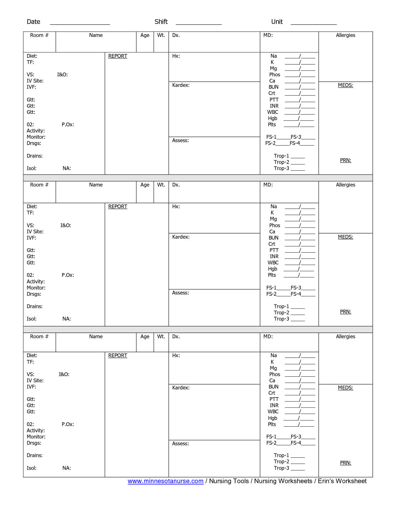 Nursing Shift Worksheets | Nurse Brain Sheet, Nurse Report Pertaining To Nurse Report Template