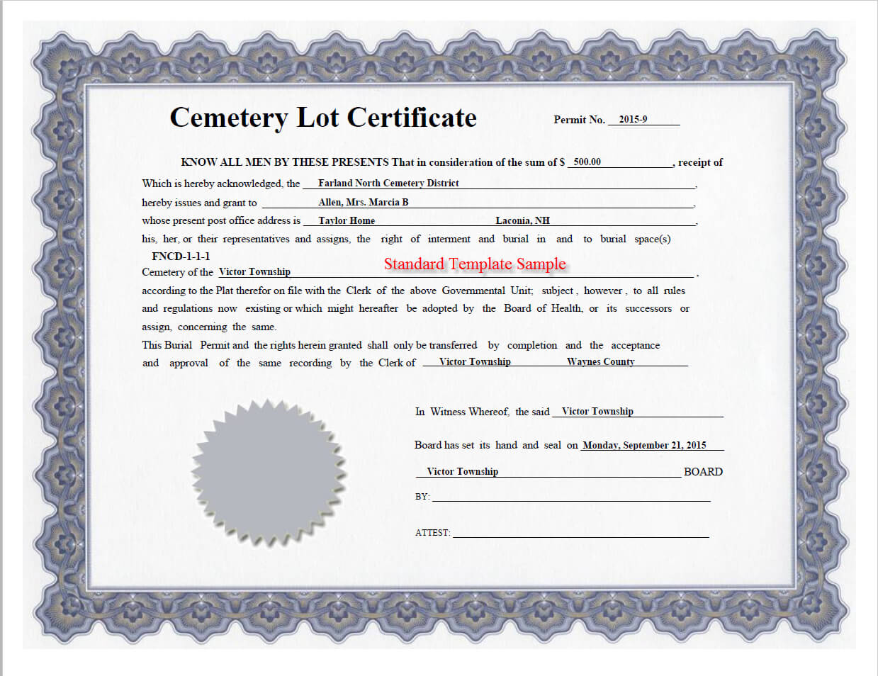 Obtaining A Customized Deed Report (Rights To Burial Pertaining To Certificate Of Ownership Template