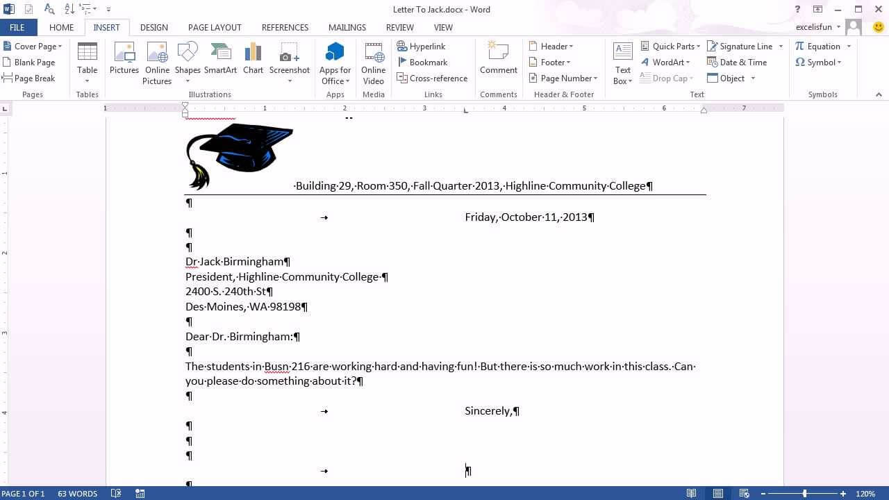 Office 2013 Class #15: Word 2013: Letterhead, Save As Template, Business  Letter Inside How To Save A Template In Word