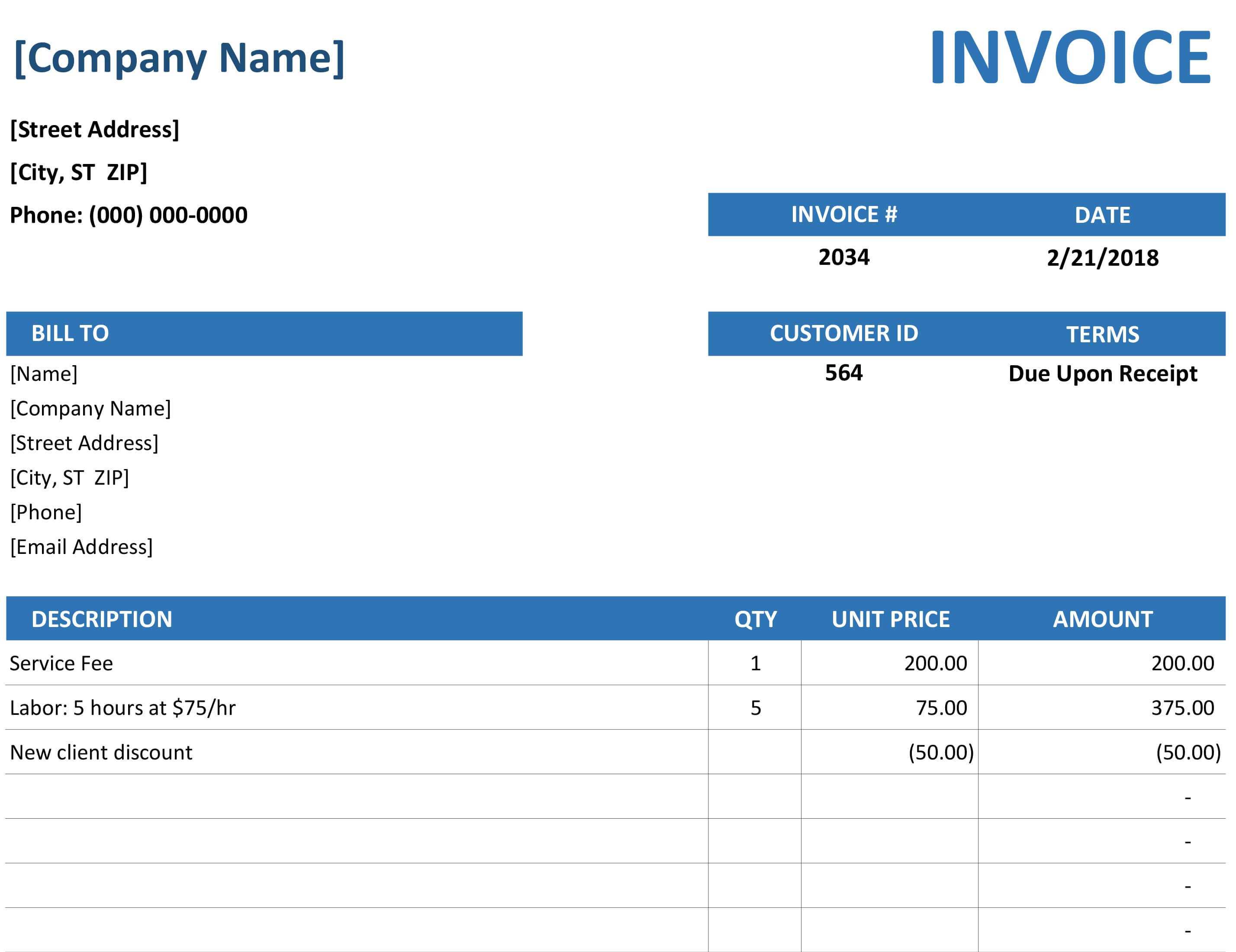 Office Invoice Template Free – Tosya.magdalene Project Pertaining To Invoice Template Word 2010