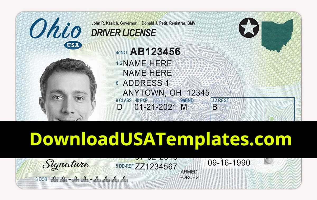 Ohio Driver License Psd | Oh Driving License Editable Template With Blank Drivers License Template