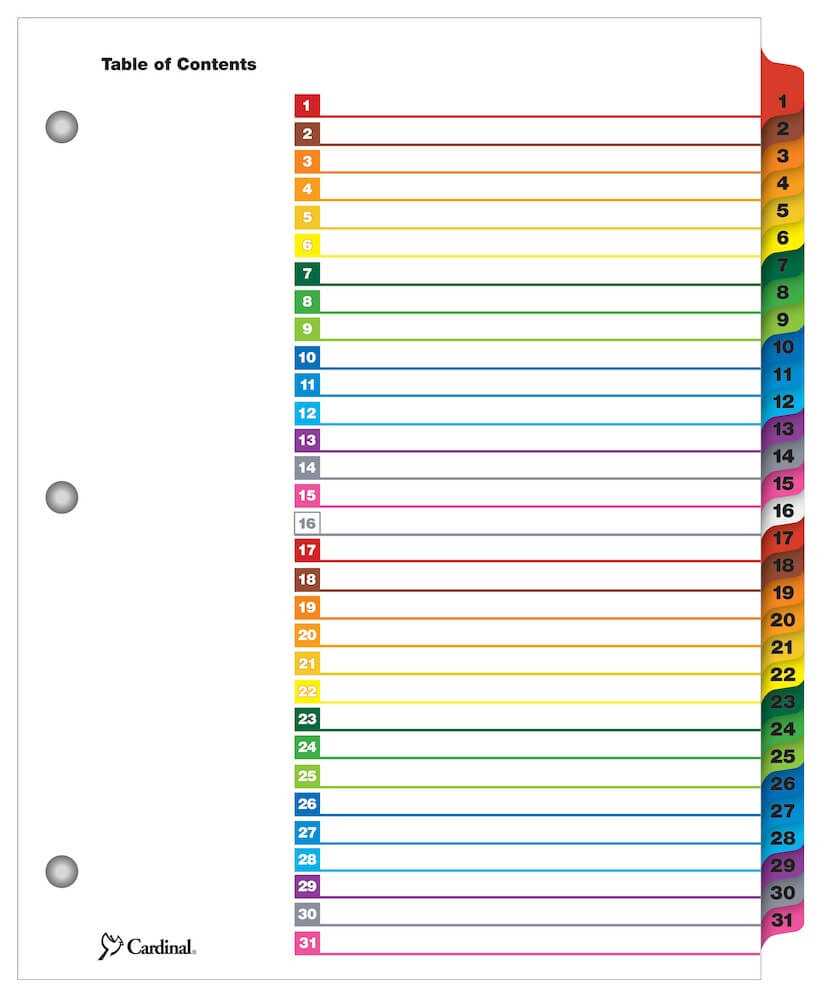 Onestep® Printable Table Of Contents Dividers, 1 31, Multicolor For Blank Table Of Contents Template Pdf