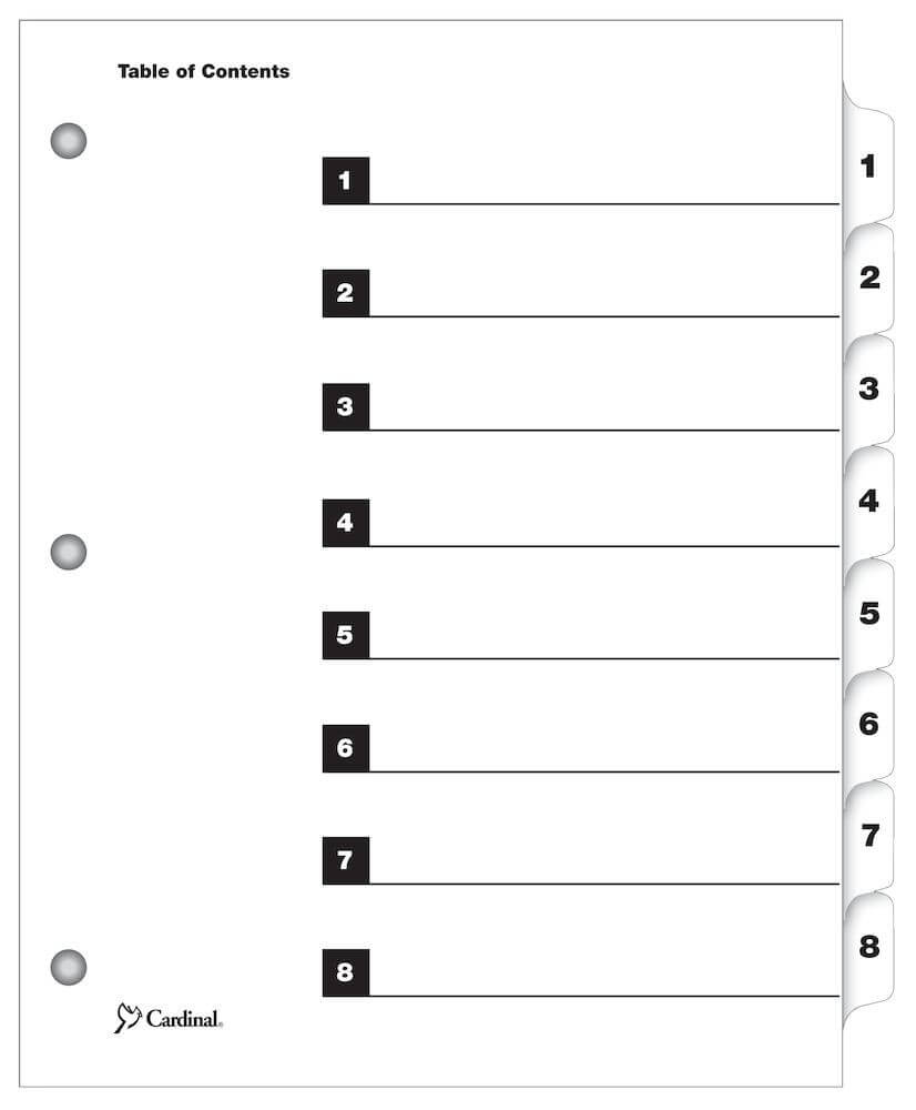 Blank Table Of Contents Template