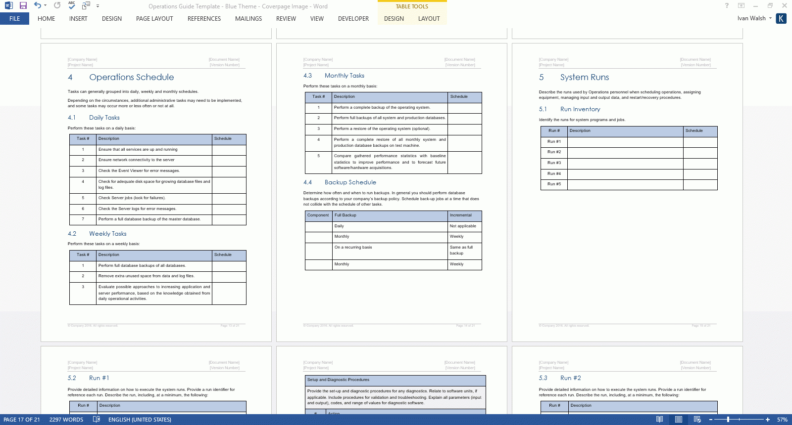 Operations Plan Template (Ms Office) With Hours Of Operation Template Microsoft Word