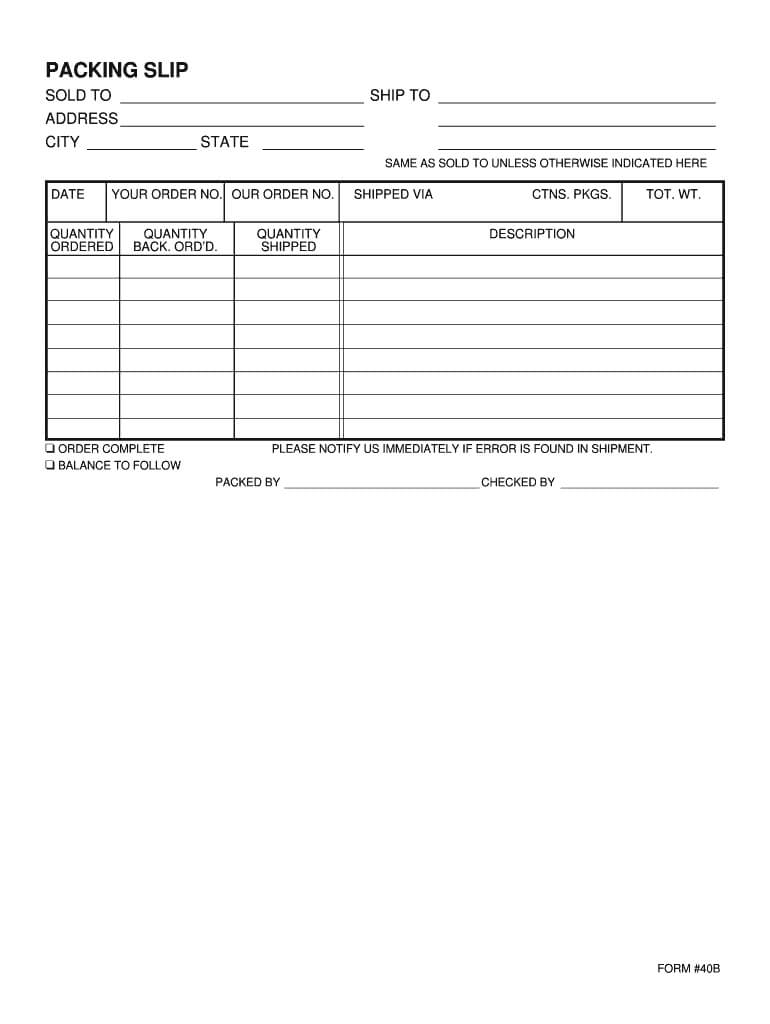 Packing Slip – Fill Online, Printable, Fillable, Blank Inside Blank Packing List Template