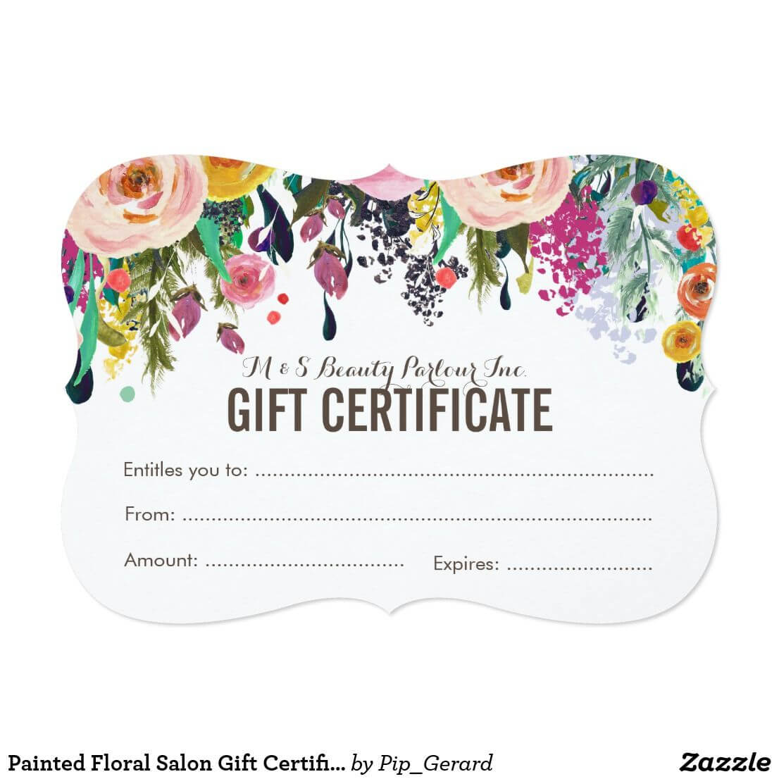 Painted Floral Salon Gift Certificate Template | Zazzle Throughout Salon Gift Certificate Template