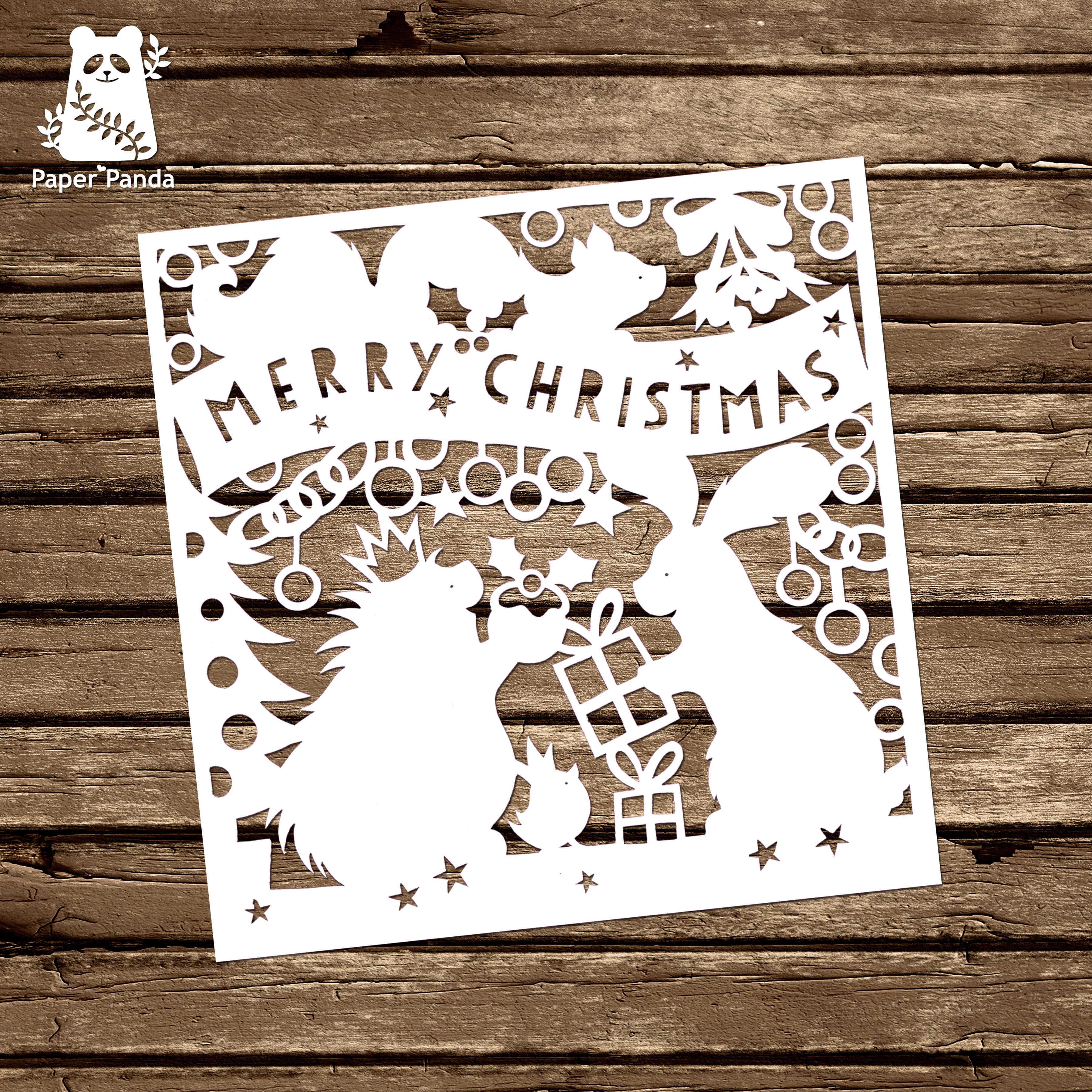 Papercut Diy Design Template – 'woodland Friends Christmas Within Diy Christmas Card Templates