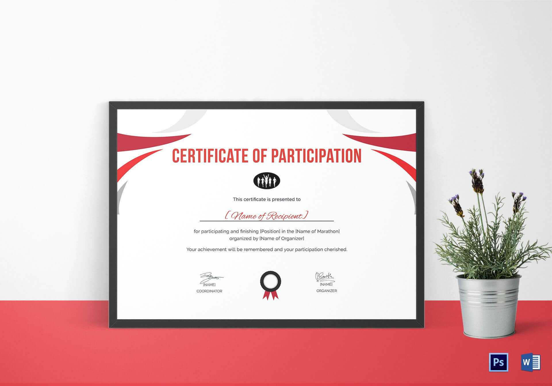 Participation Certificate For Running Template Inside Running Certificates Templates Free