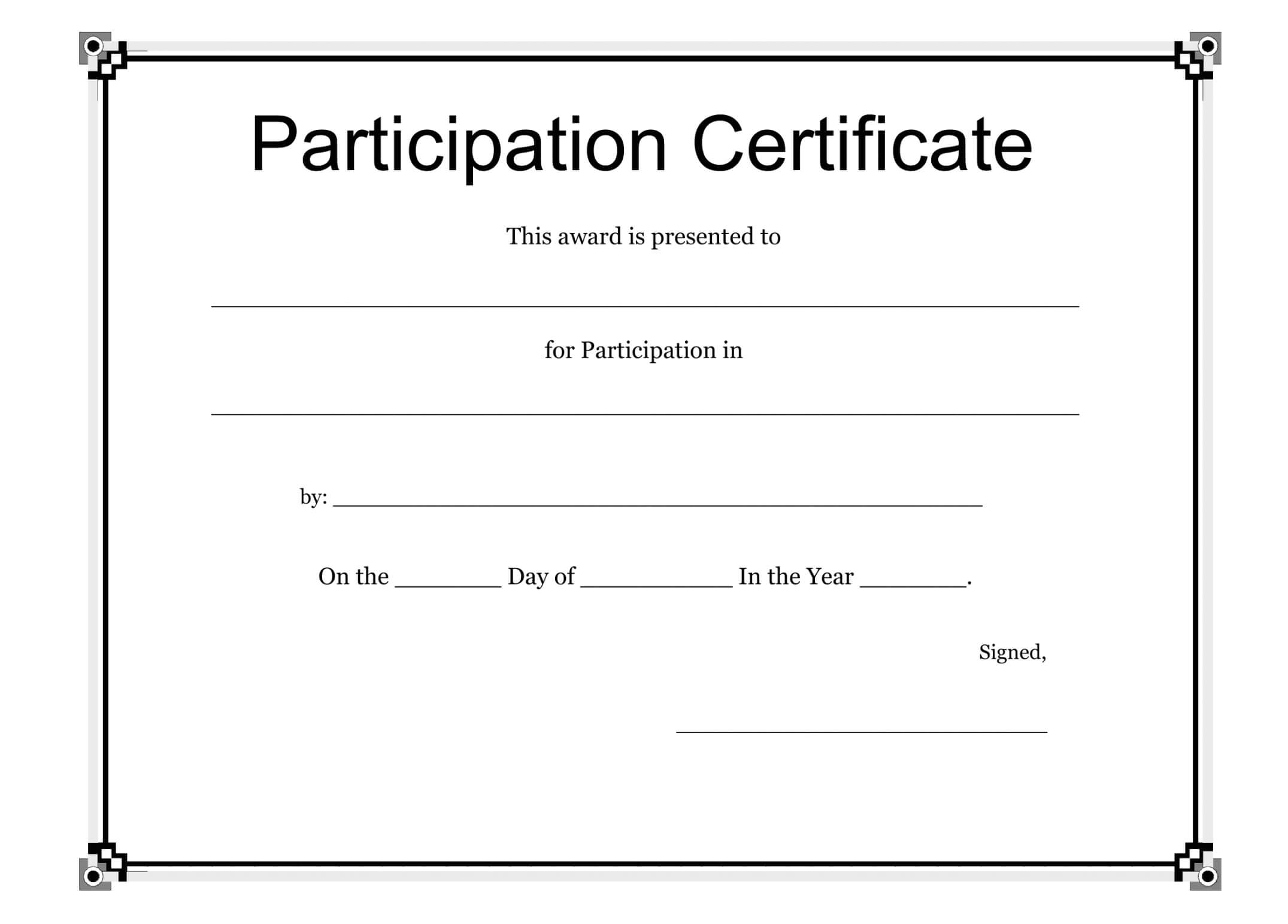 Participation Certificate Template Free Download (Free With Regard To Participation Certificate Templates Free Download