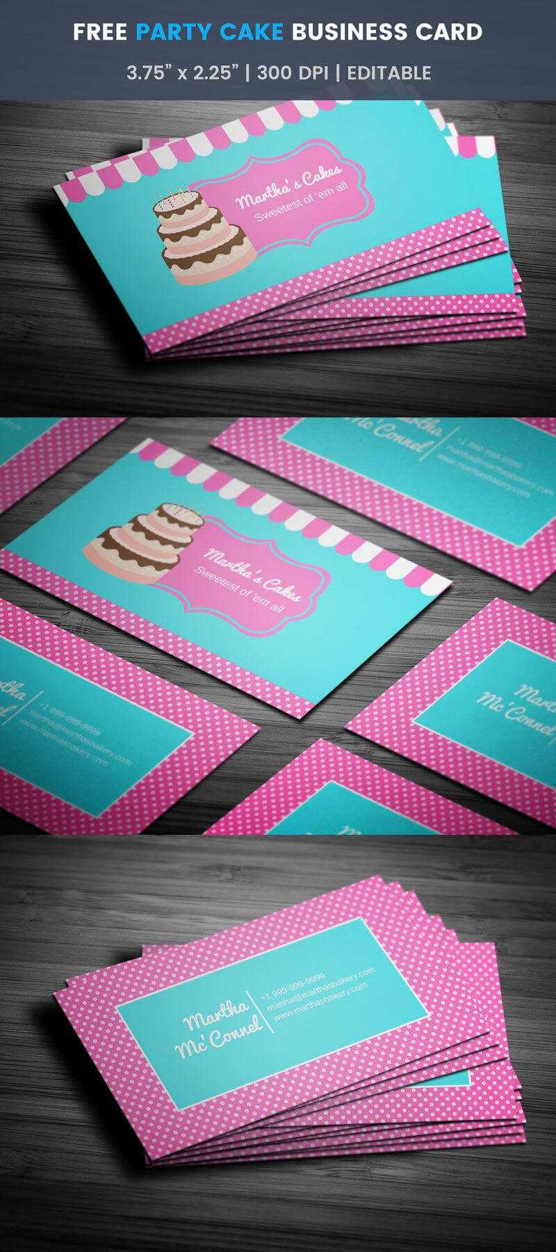 Party Cake Themed Bakery Business Card – Full Preview Regarding Cake Business Cards Templates Free