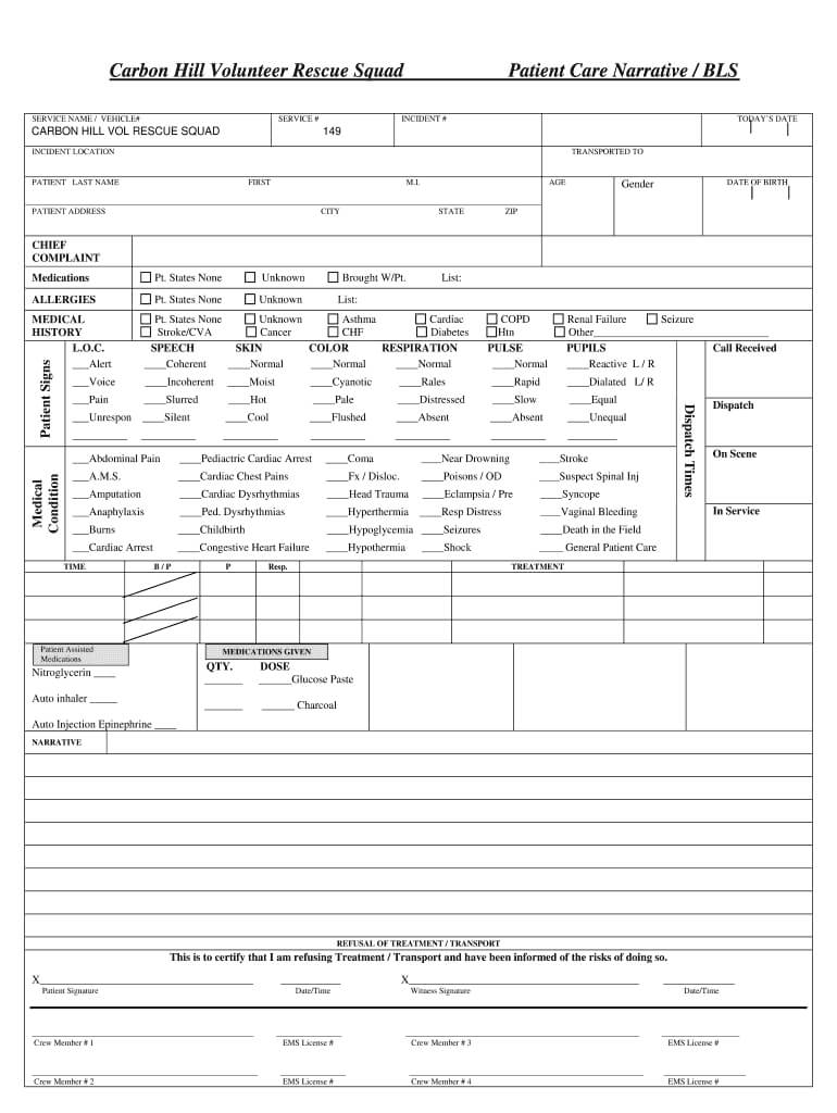 Patient Care Report Template Doc – Fill Online, Printable Intended For Patient Care Report Template