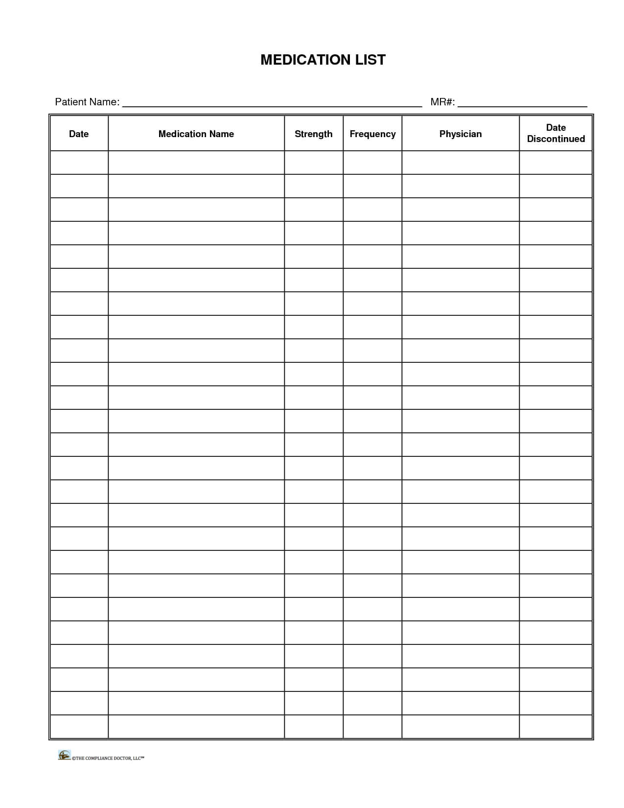 Patient+Medication+List+Template | Medication List With Blank Medication List Templates