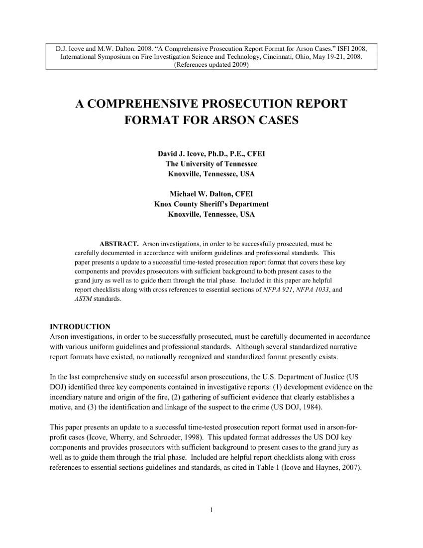 Pdf) A Comprehensive Prosecution Report Format For Arson Cases Intended For Crime Scene Report Template