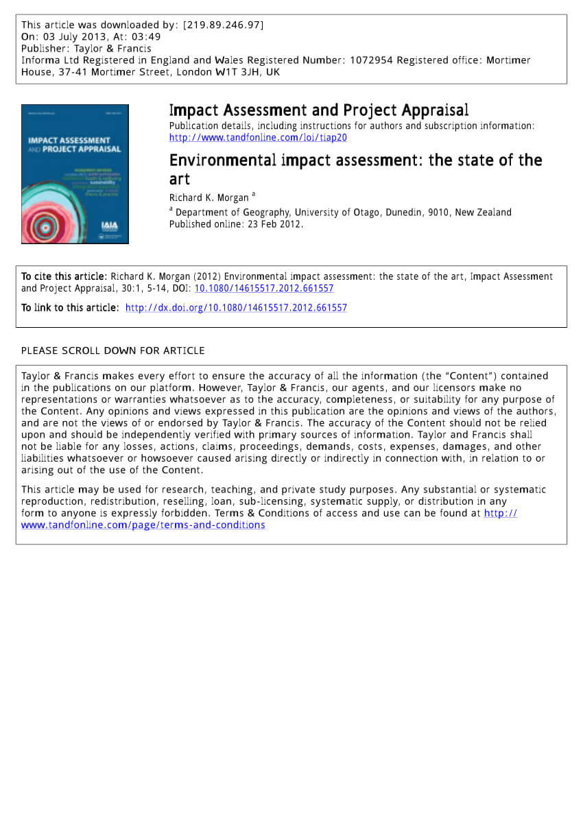 Pdf) Environmental Impact Assessment: The State Of The Art For Environmental Impact Report Template