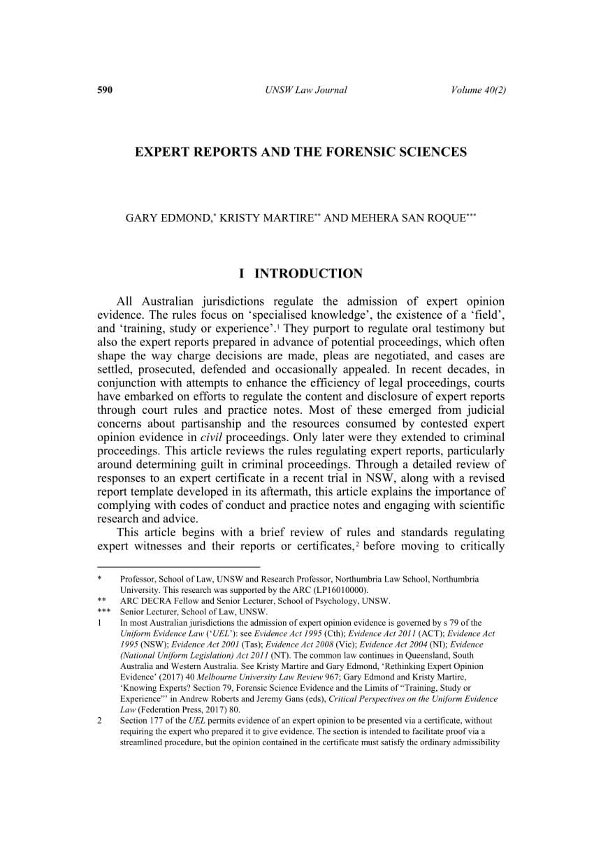 Pdf) Expert Reports And The Forensic Sciences Intended For Expert Witness Report Template