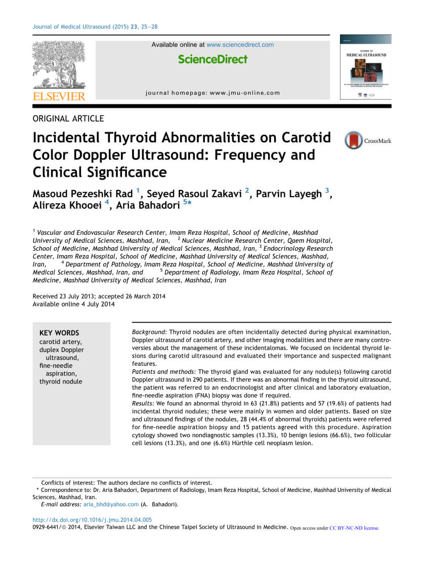 Pdf) Incidental Thyroid Abnormalities On Carotid Color Regarding Carotid Ultrasound Report Template