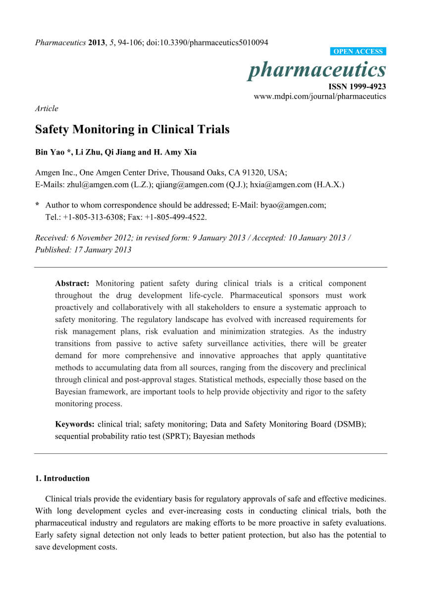 Pdf) Safety Monitoring In Clinical Trials With Regard To Dsmb Report Template