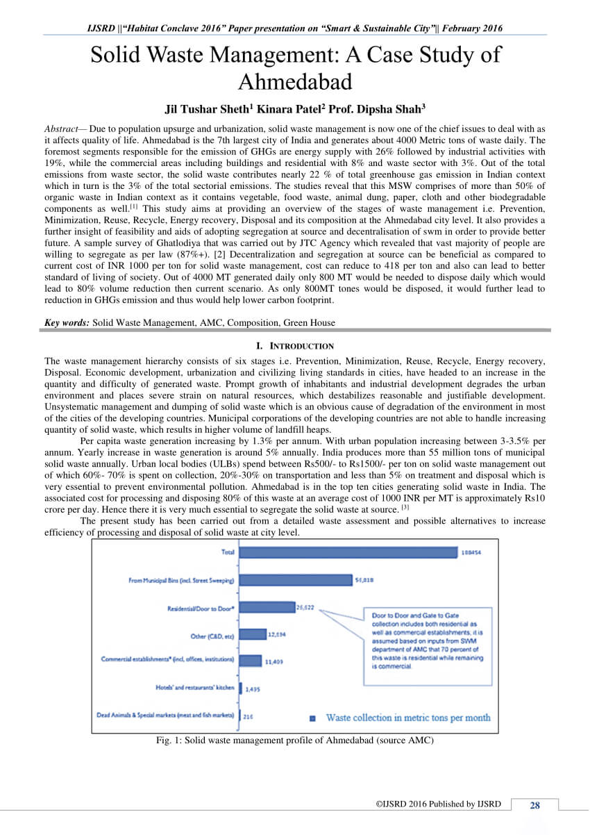 Pdf) Solid Waste Management: A Case Study Of Ahmedabad Throughout Waste Management Report Template