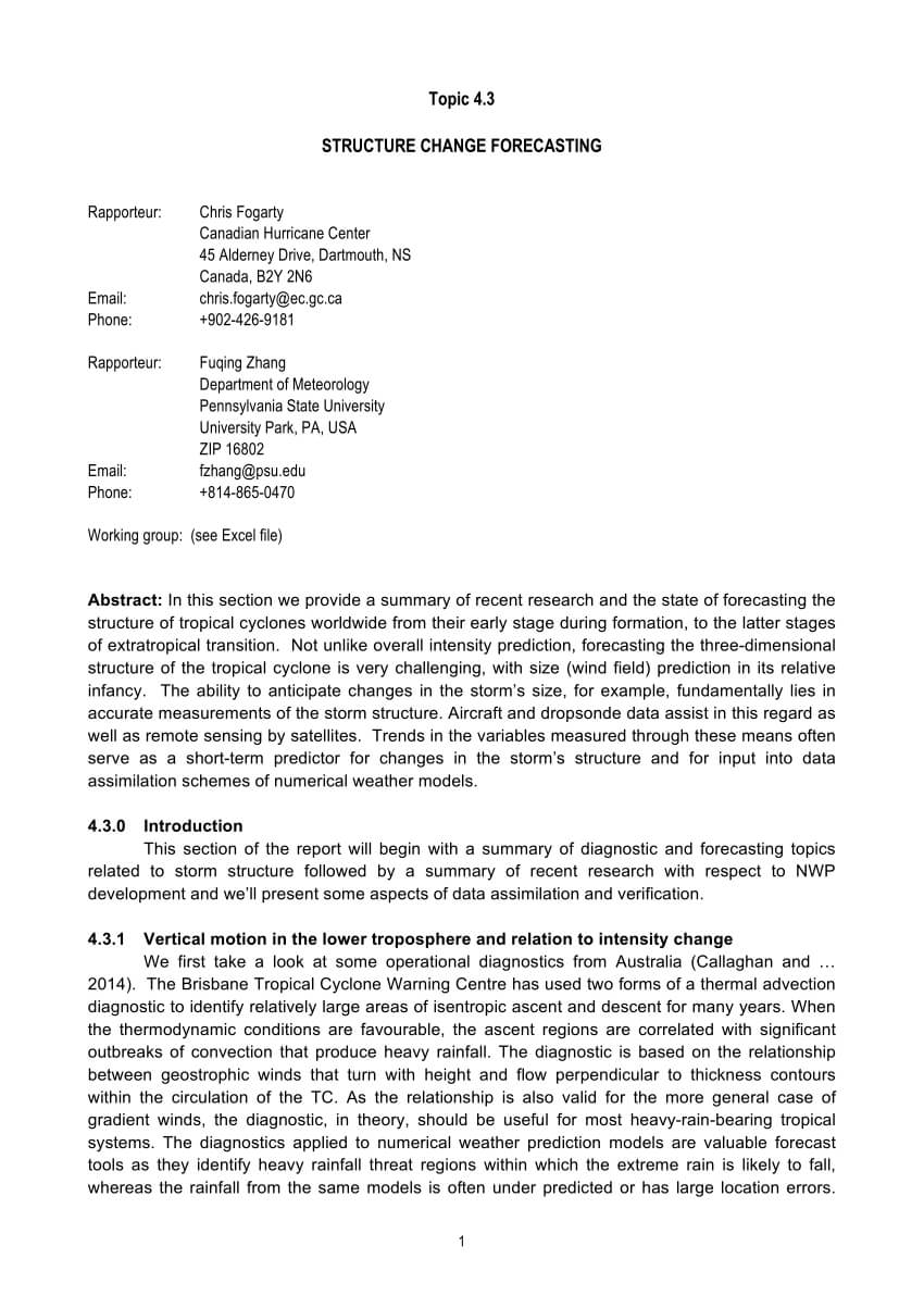 Pdf) Structure Change Forecasting – Rapporteur Report, Topic 4.3 Within Rapporteur Report Template