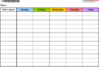 Pdf Timetable Template 2: Landscape Format, A4, 1 Page regarding Blank Revision Timetable Template