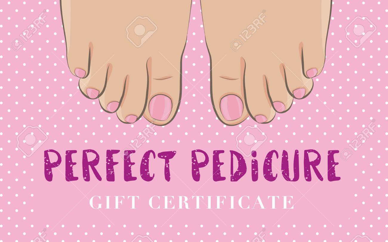 Pedicure Gift Certificate For A Nail Salon. Cute Feminine Design.. Throughout Nail Gift Certificate Template Free