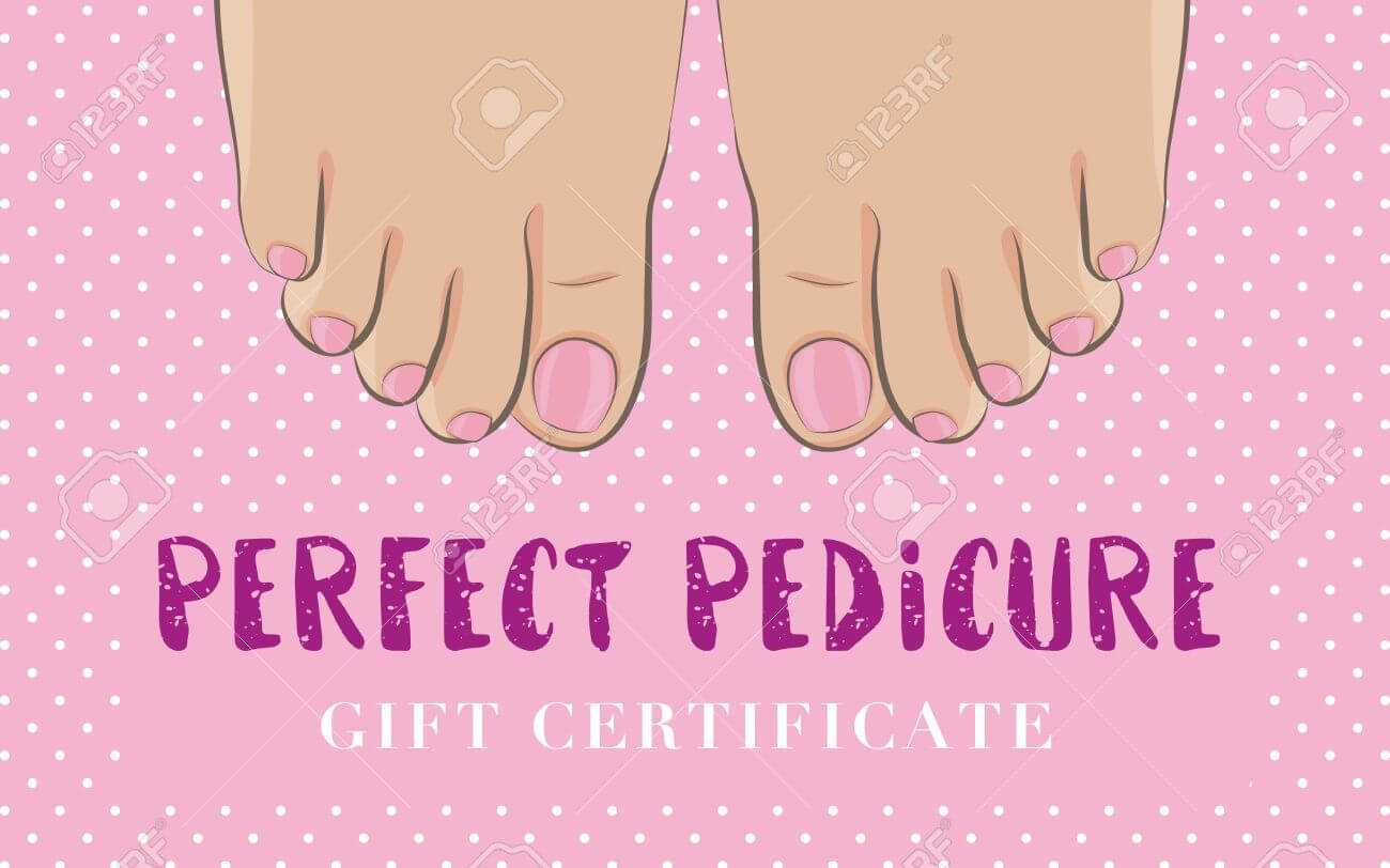 Pedicure Gift Certificate For A Nail Salon. Cute Feminine Design.. Throughout Nail Gift Certificate Template Free