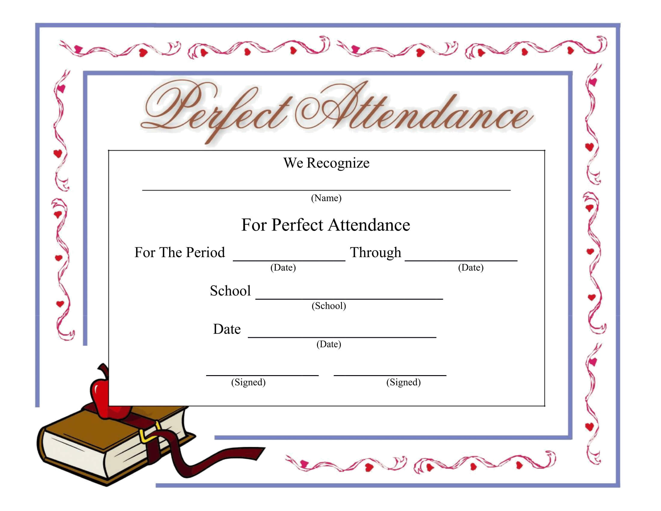 Perfect Attendance Certificate – Download A Free Template With Regard To Perfect Attendance Certificate Template