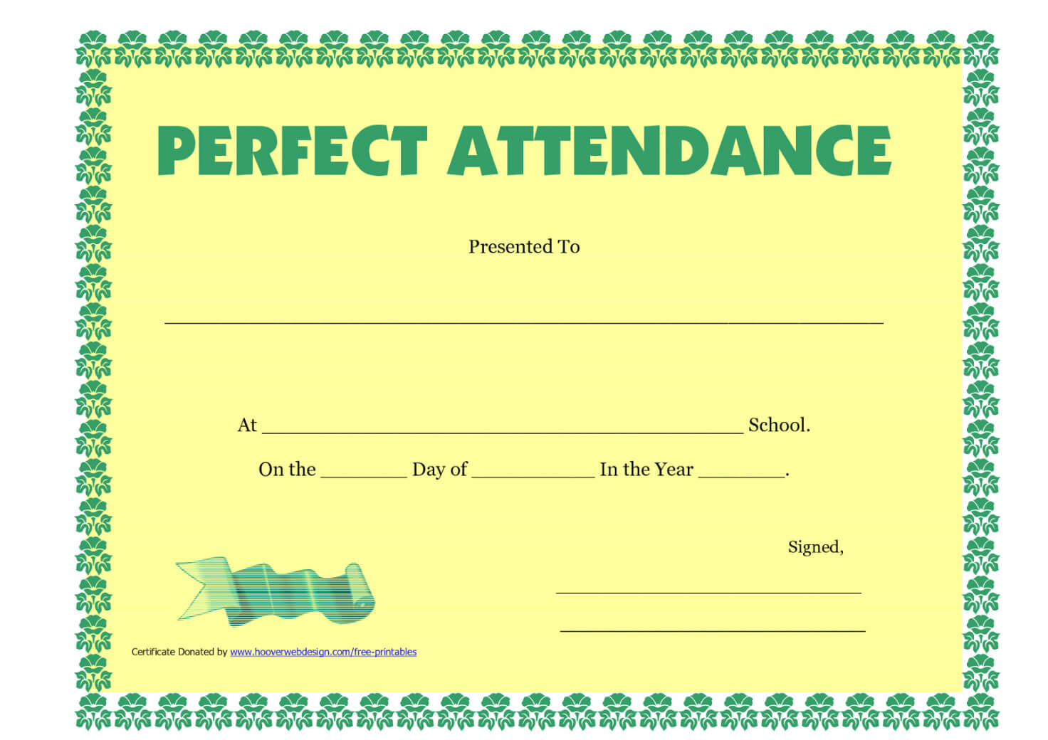 Perfect Attendance Certificate Printable Free Download Within Perfect Attendance Certificate Free Template