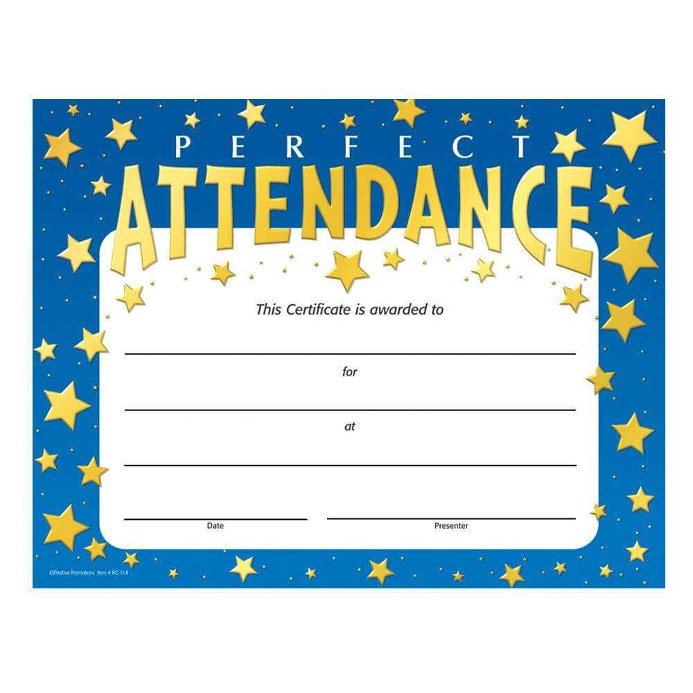 Perfect Attendance Stars Design Gold Foil Stamped Certificate Throughout Perfect Attendance Certificate Template