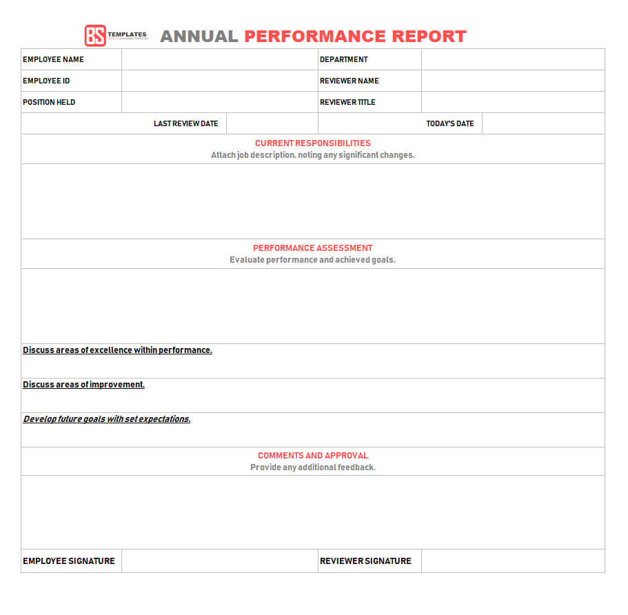 Performance Report Template – Free Performance Reports In For What Is A Report Template