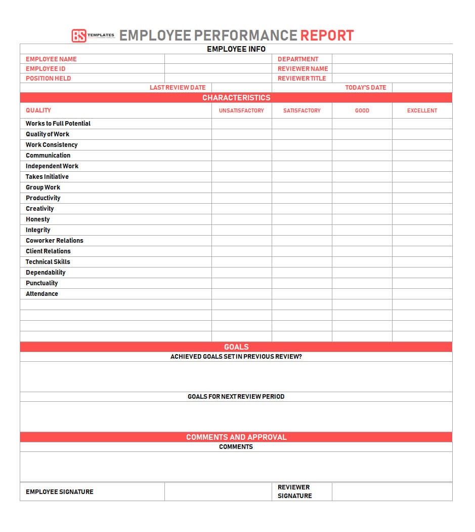 Performance Report Template – Free Performance Reports In Regarding Staff Progress Report Template