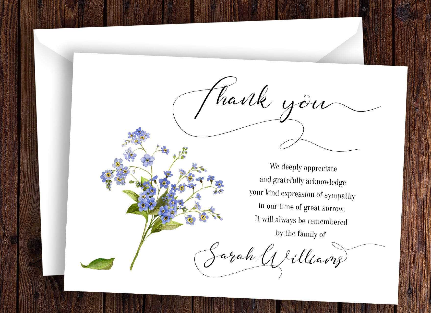 Personalized Funeral Thank You Card Sympathy Thank You Card Throughout Sympathy Thank You Card Template