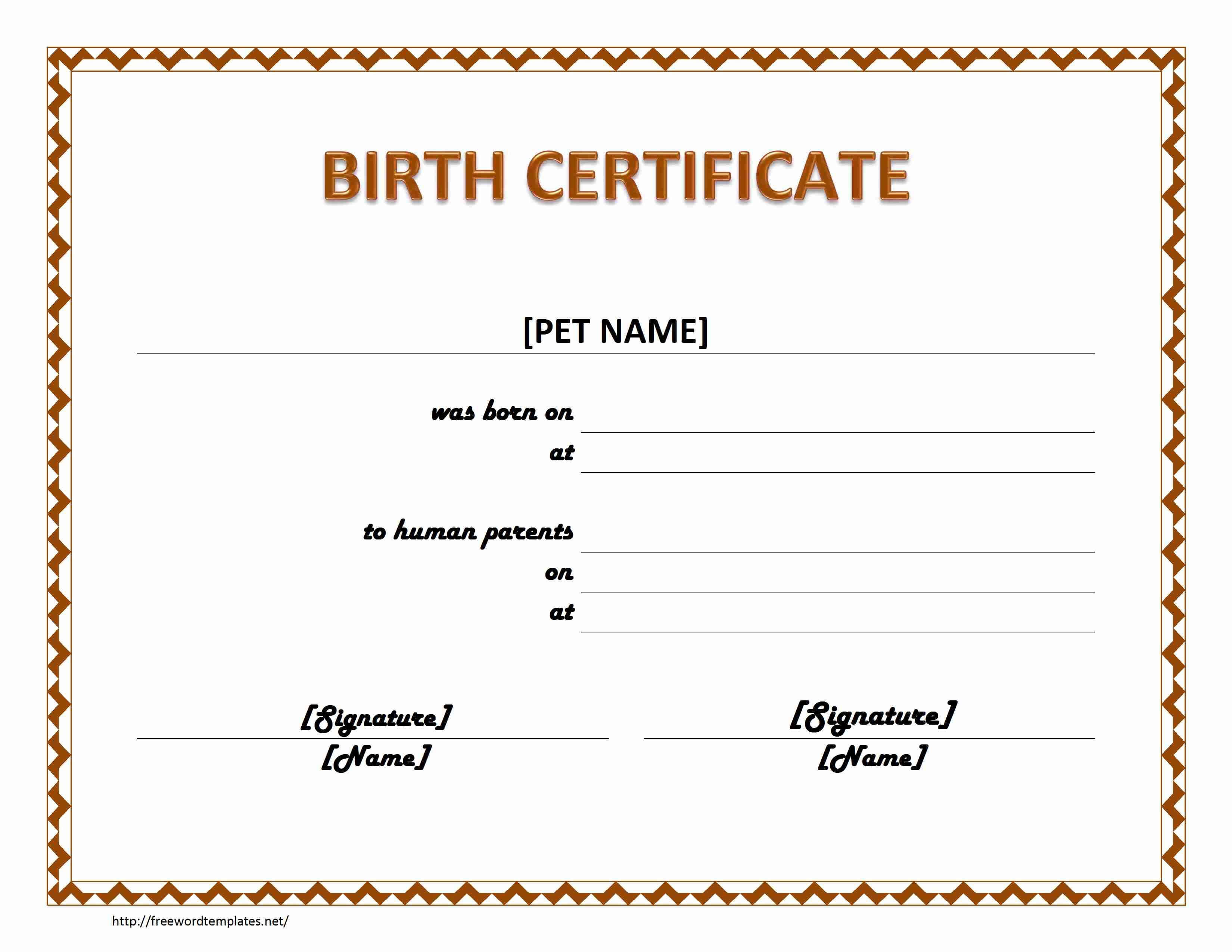 Pet Birth Certificate Maker | Pet Birth Certificate For Word Intended For Birth Certificate Fake Template