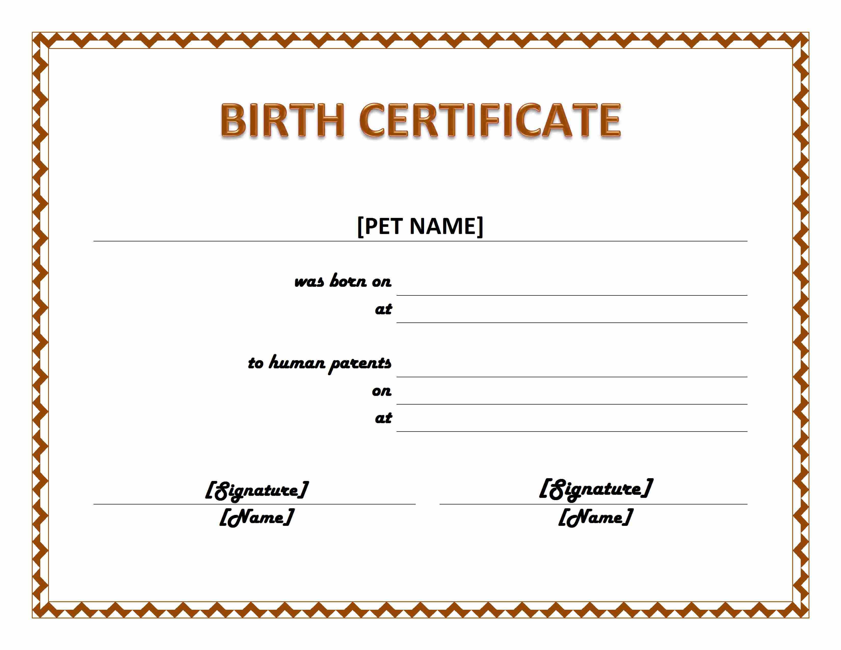 Pet Birth Certificate Template – Ms Word Templates Regarding Birth Certificate Templates For Word