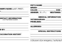 Pet Grooming Client Record Card Digital Download | Pet inside Dog Grooming Record Card Template