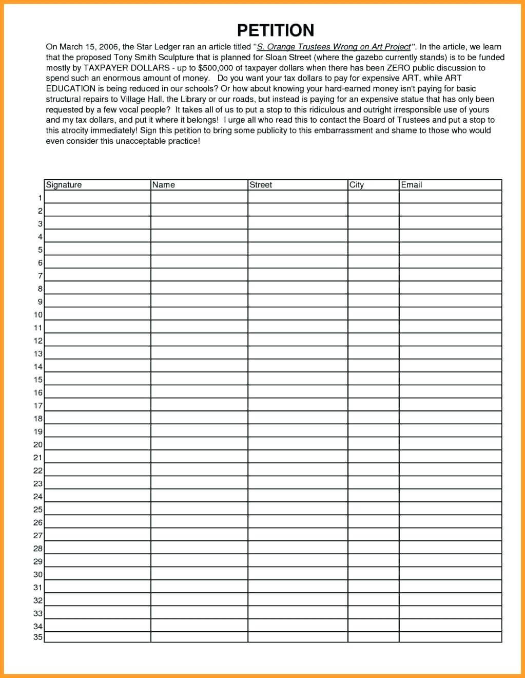 Petition Template To Print – Proteussheet.co Pertaining To Blank Petition Template