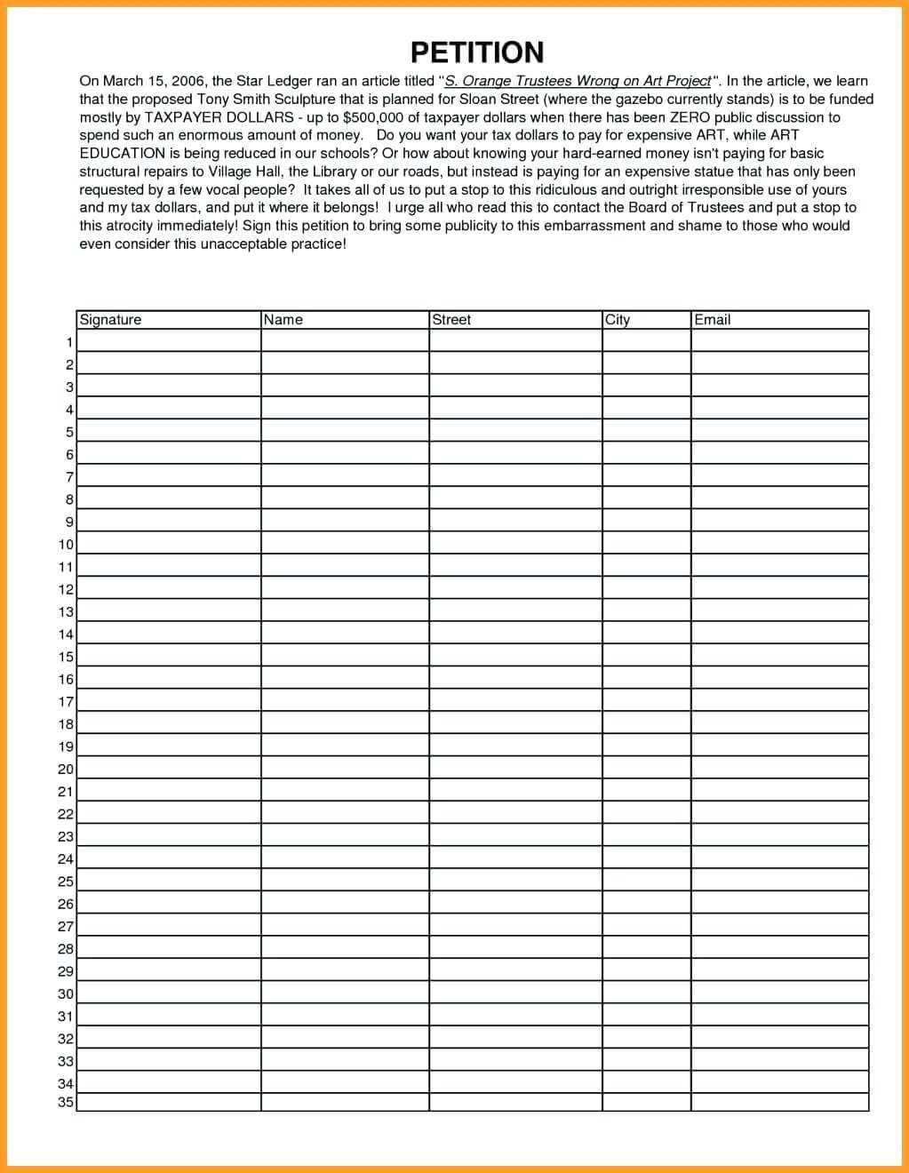 Petition Template To Print – Proteussheet.co Pertaining To Blank Petition Template