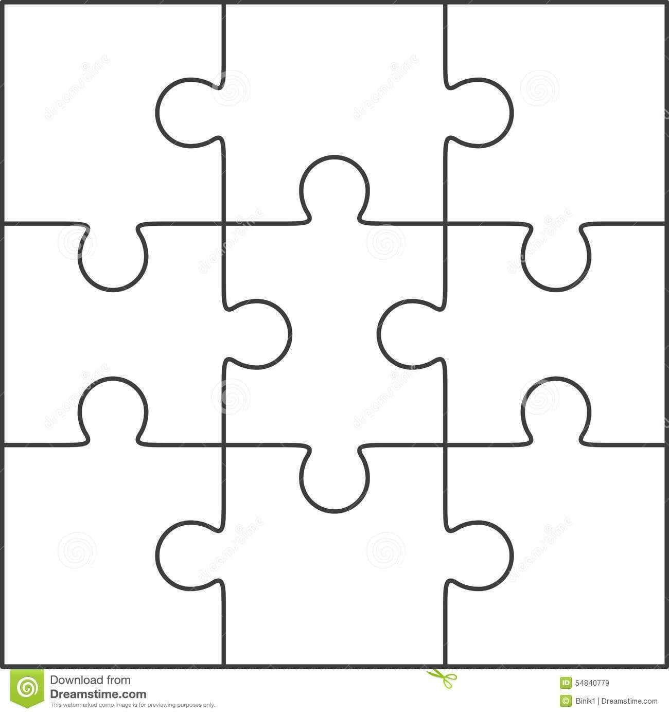 Photo About Jigsaw Puzzle , Blank Simple Template 3X3 With Blank Jigsaw Piece Template