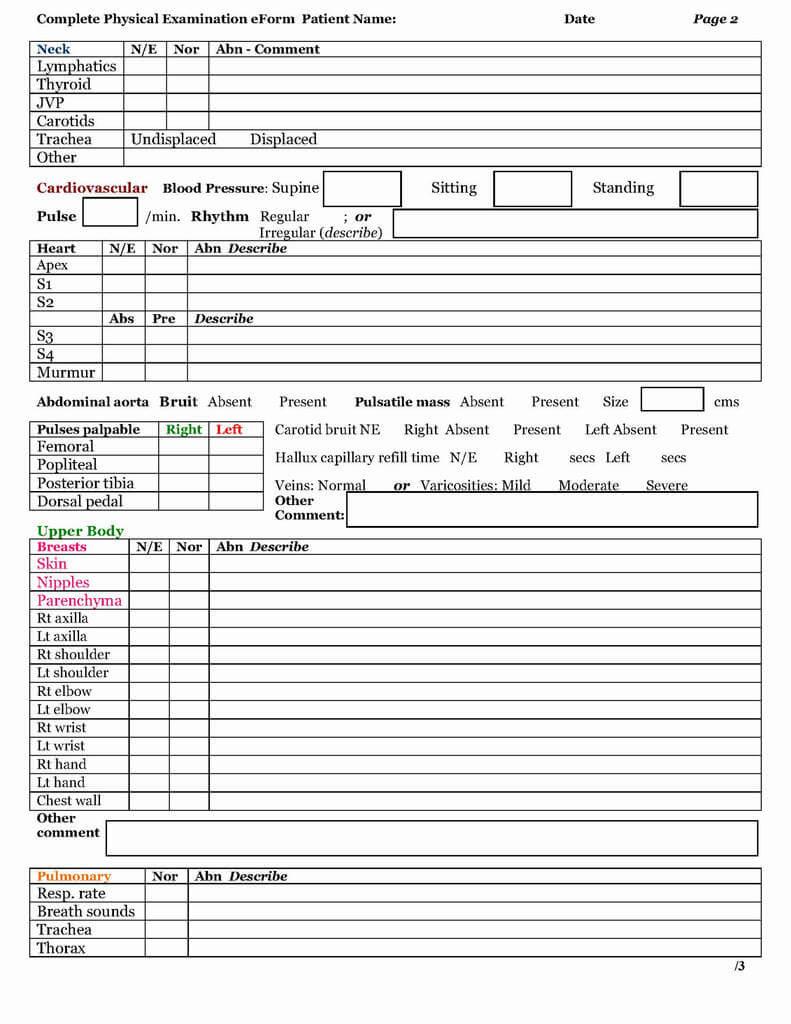 Physical Exam Forms Templates – Yupar.magdalene Project For History And Physical Template Word