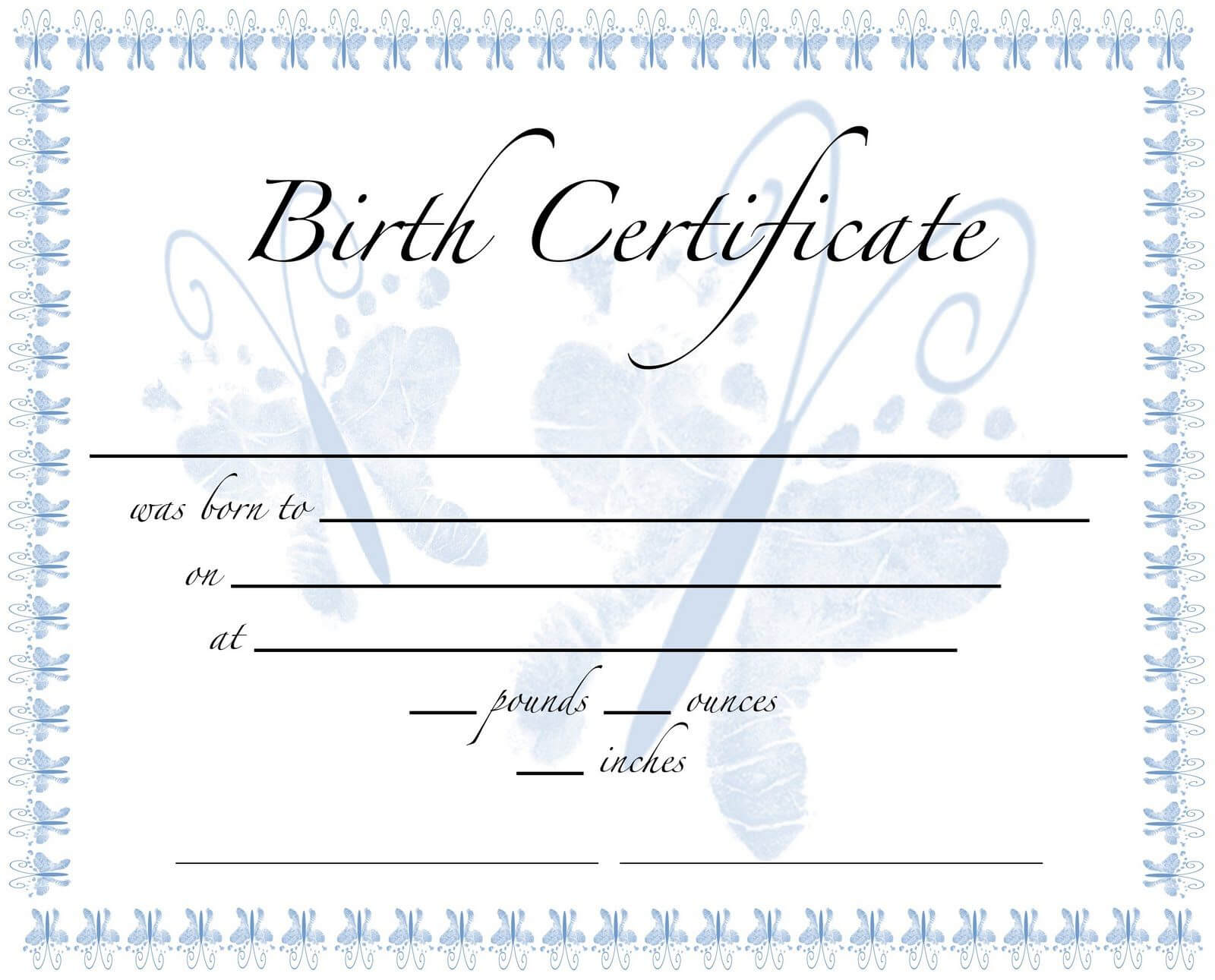 Pics For Birth Certificate Template For School Project For Baby Doll Birth Certificate Template