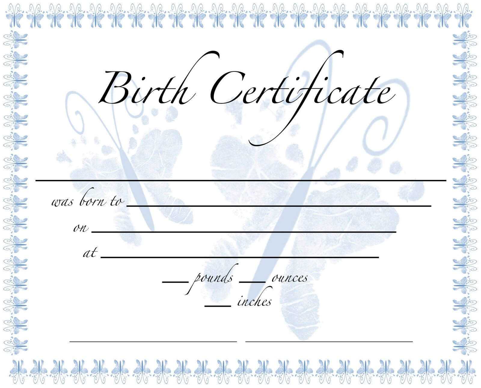 Pics For Birth Certificate Template For School Project For Baby Doll Birth Certificate Template