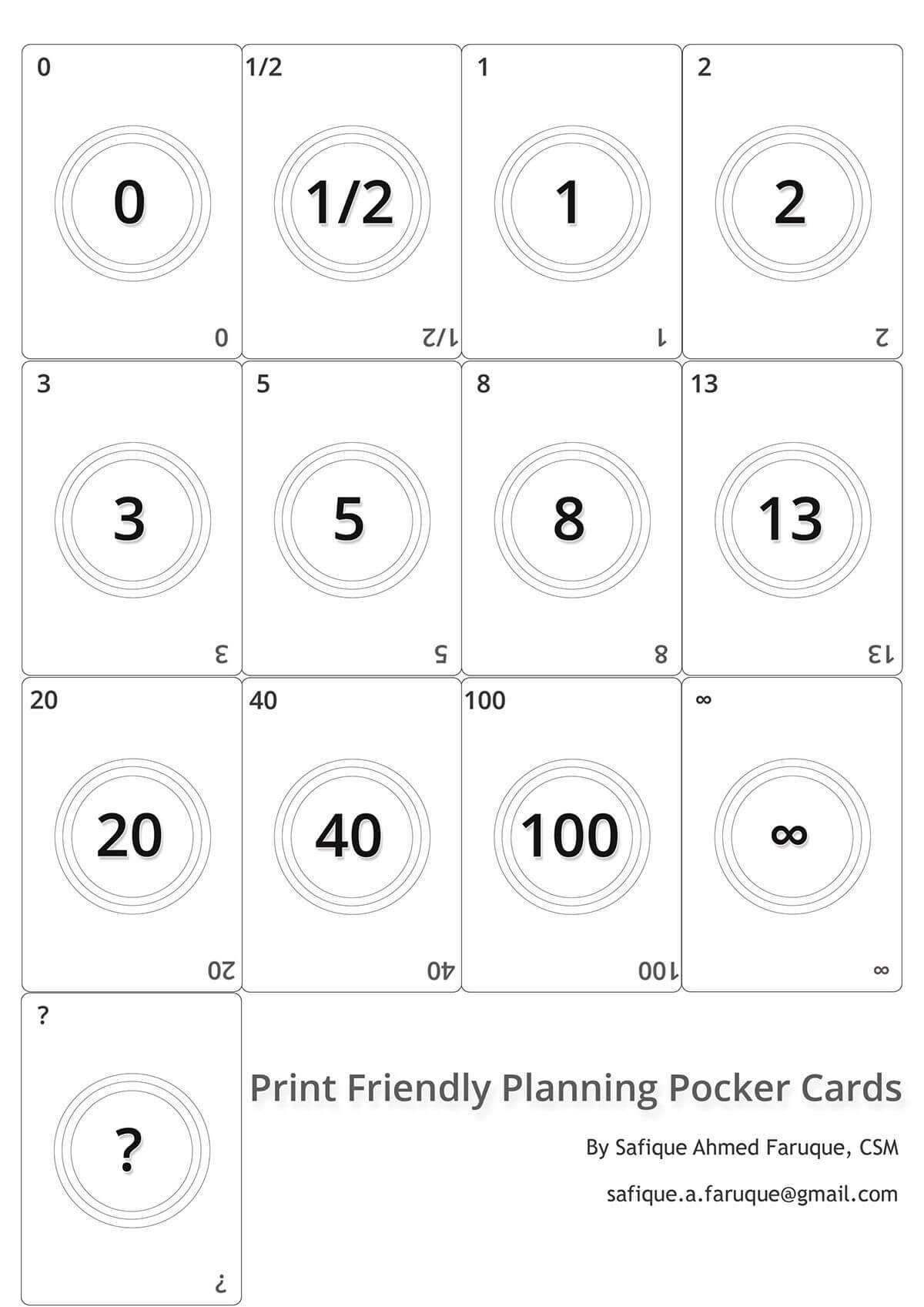 Picture: Agile Planning Poker Cards. Black And White Print Pertaining To Planning Poker Cards Template