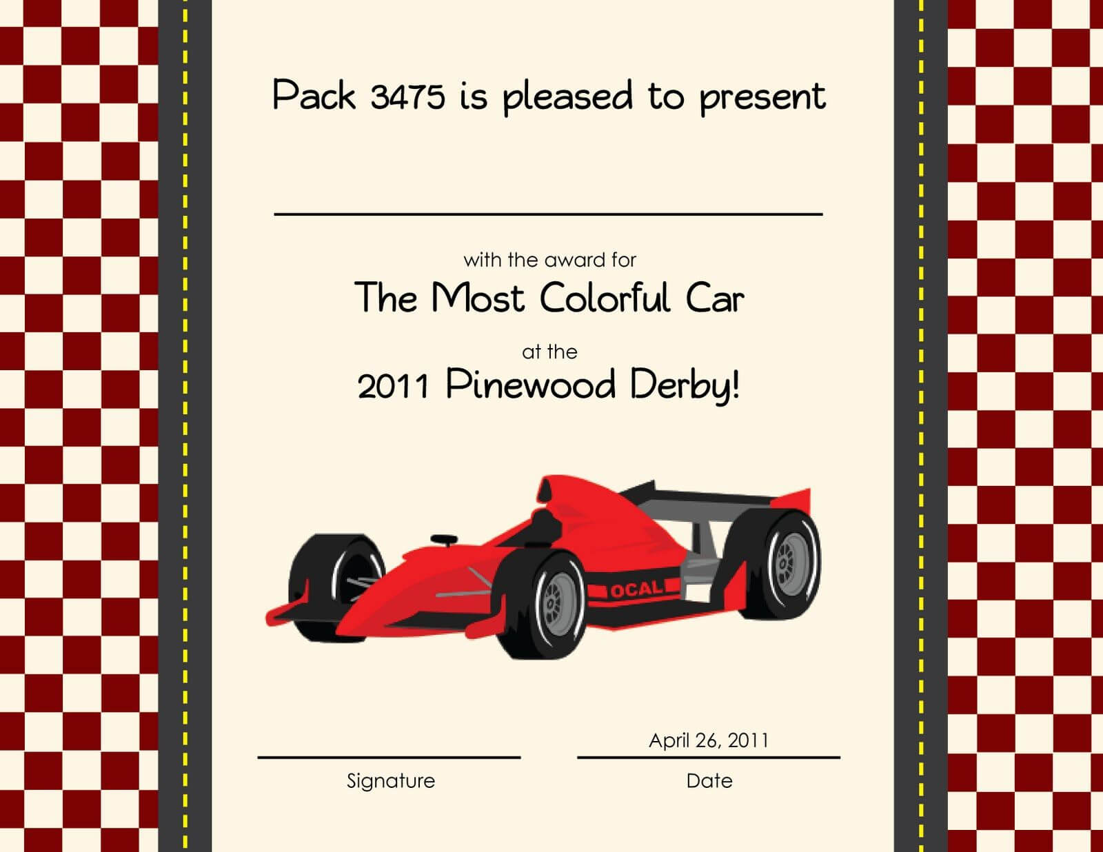 Pin On Church: Scouts In Pinewood Derby Certificate Template
