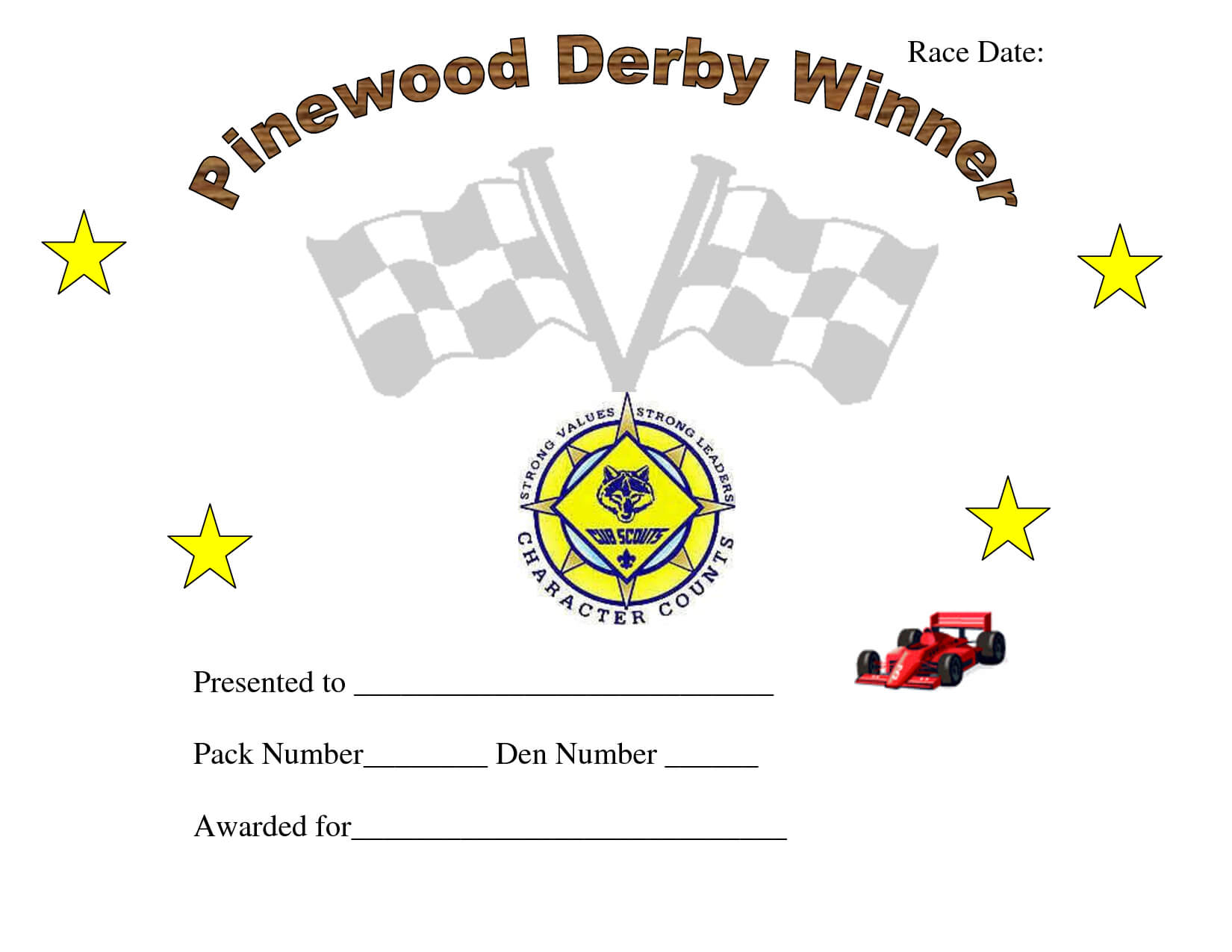 Pin On Cub Scouts Within Pinewood Derby Certificate Template