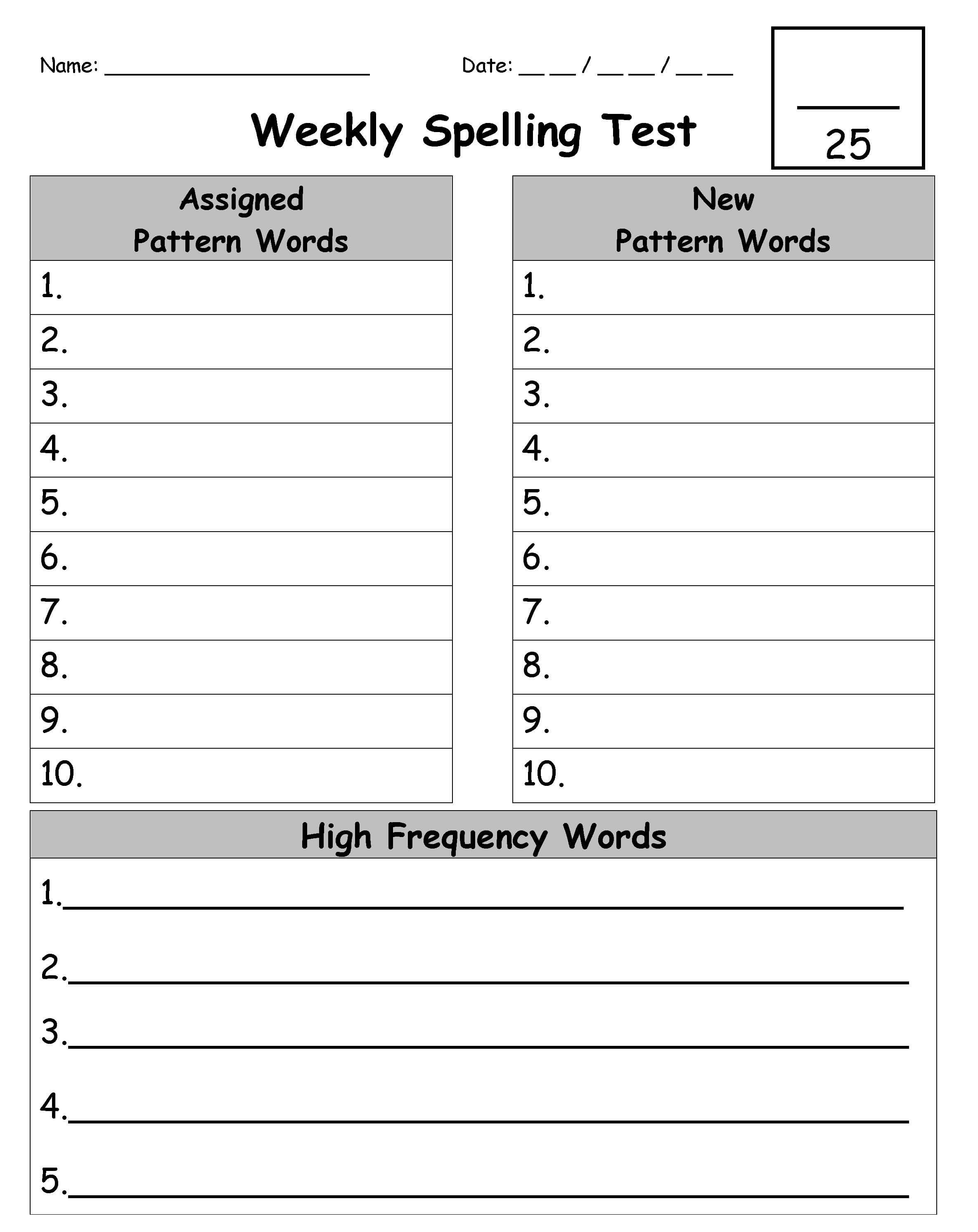 Pin On Edudeas: Spelling Intended For Test Template For Word