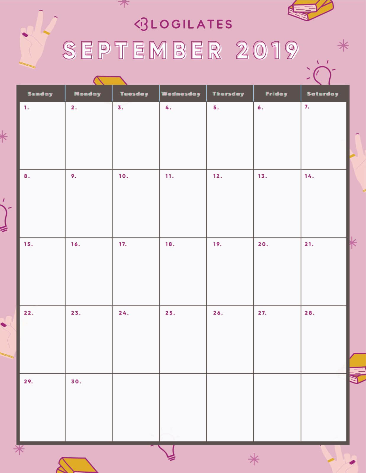 Pin On Printable Monthly Calendar Templates In Blank Calendar Template For Kids