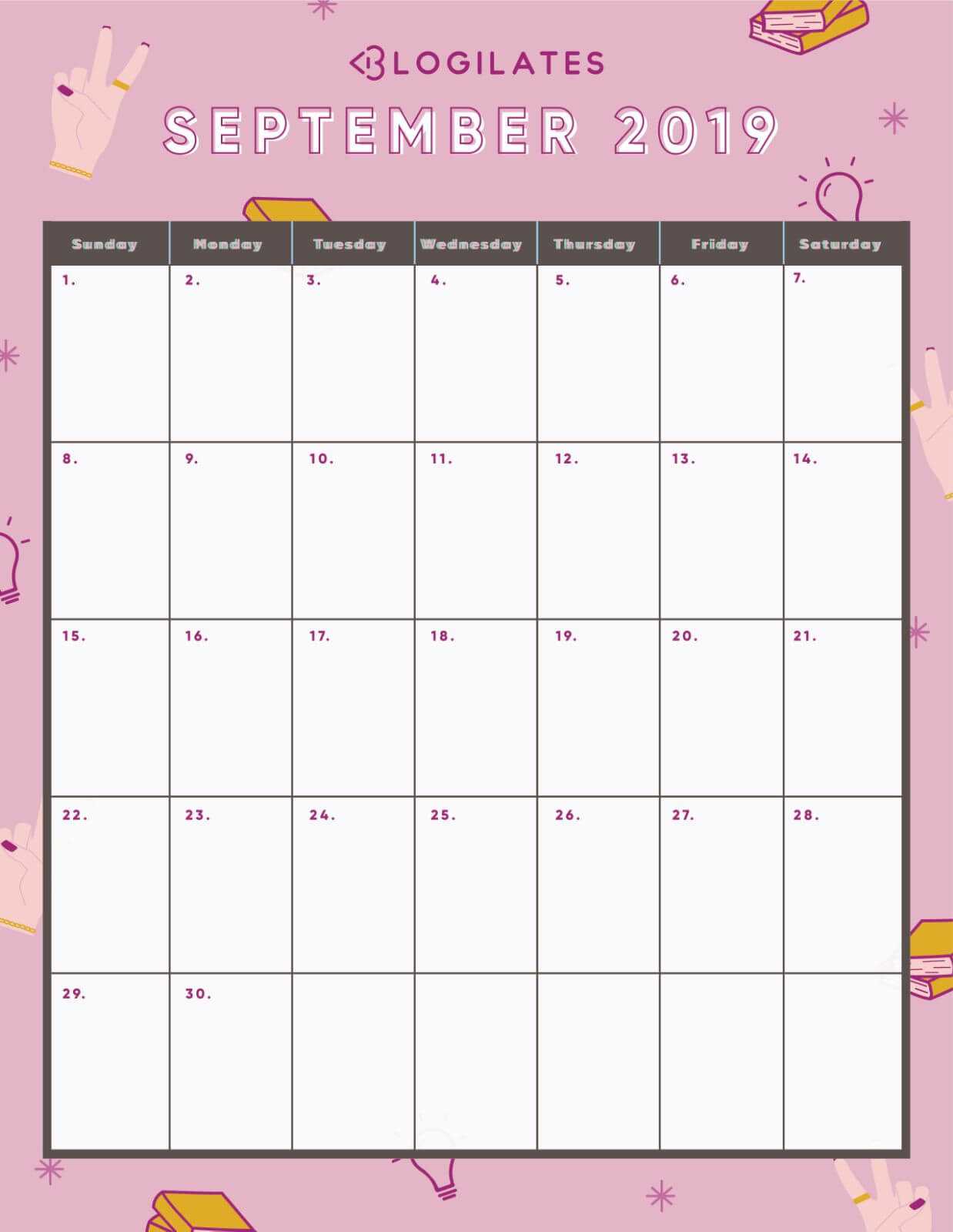 Pin On Printable Monthly Calendar Templates In Blank Calendar Template For Kids